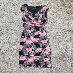 Y2k 90s Navy Floral Ethereal Fairy Coquette Grunge Whimsigoth Midi Dress Sz 8